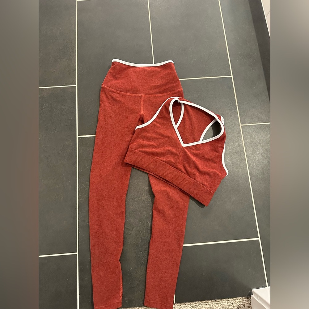 FIVE THE LABEL Leggings and top. deep red color. small bottoms and medium top